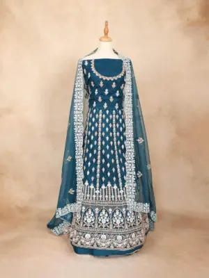 RB Amazing Lehnga Peacock odhani & Floral Design with Heavy Cane Cane Stitching with full frail