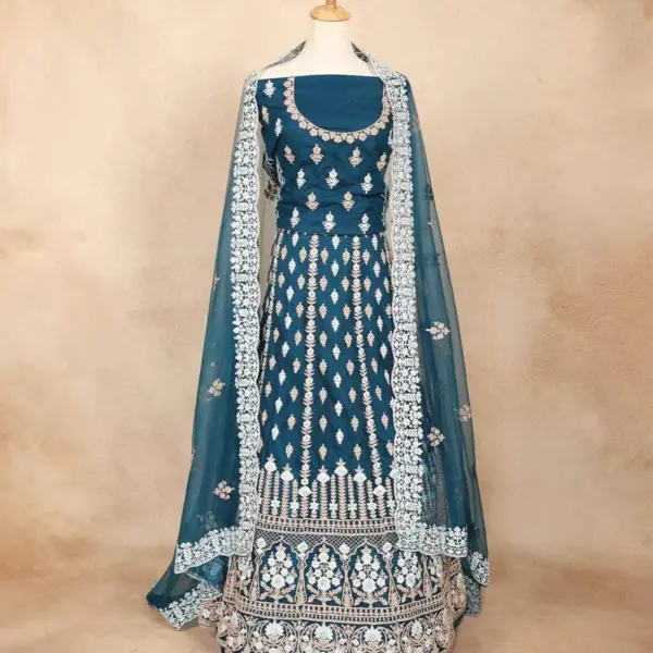 RB Amazing Lehnga Peacock odhani & Floral Design with Heavy Cane Cane Stitching with full frail